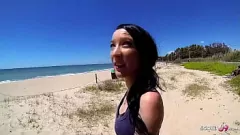 Play Skinny Teen Tania's Rough Beach Anal Debut with Old Guy